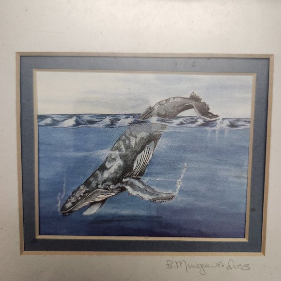 Brenda Musgrave Doss Humpback Small Matted Art Picture Signed - Picture 2 of 5